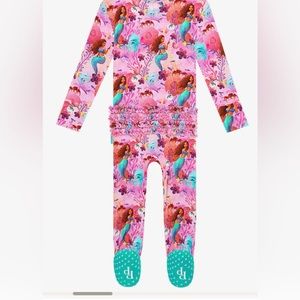 Posh Peanut Ariel- footie ruffled zippered one piece 0-3months